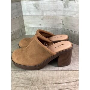 Torrid Brown Faux Suede Platform Mules Chunky Block Heel Slip On Shoes 9.5WW
